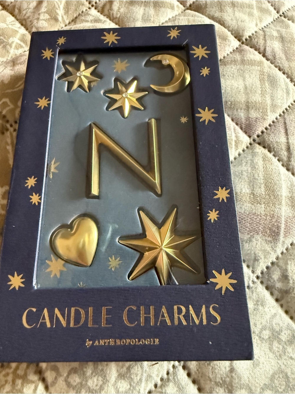 Anthropologie Gold Celestial Candle Charms Set - Star, Moon & Heart Accents